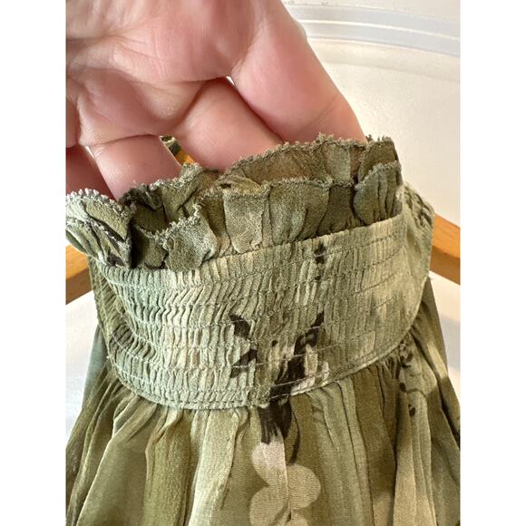 Anthropologie NWT Green Motif Halter Tank Top Size M Backless Flowy Blouse - Picture 10 of 12